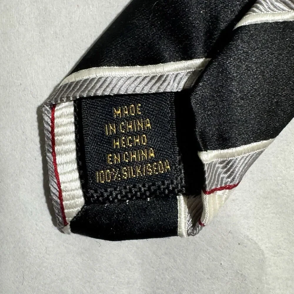 Donald J. Trump Signature Collection Silk Tie Black/White/Silver Striped 60
